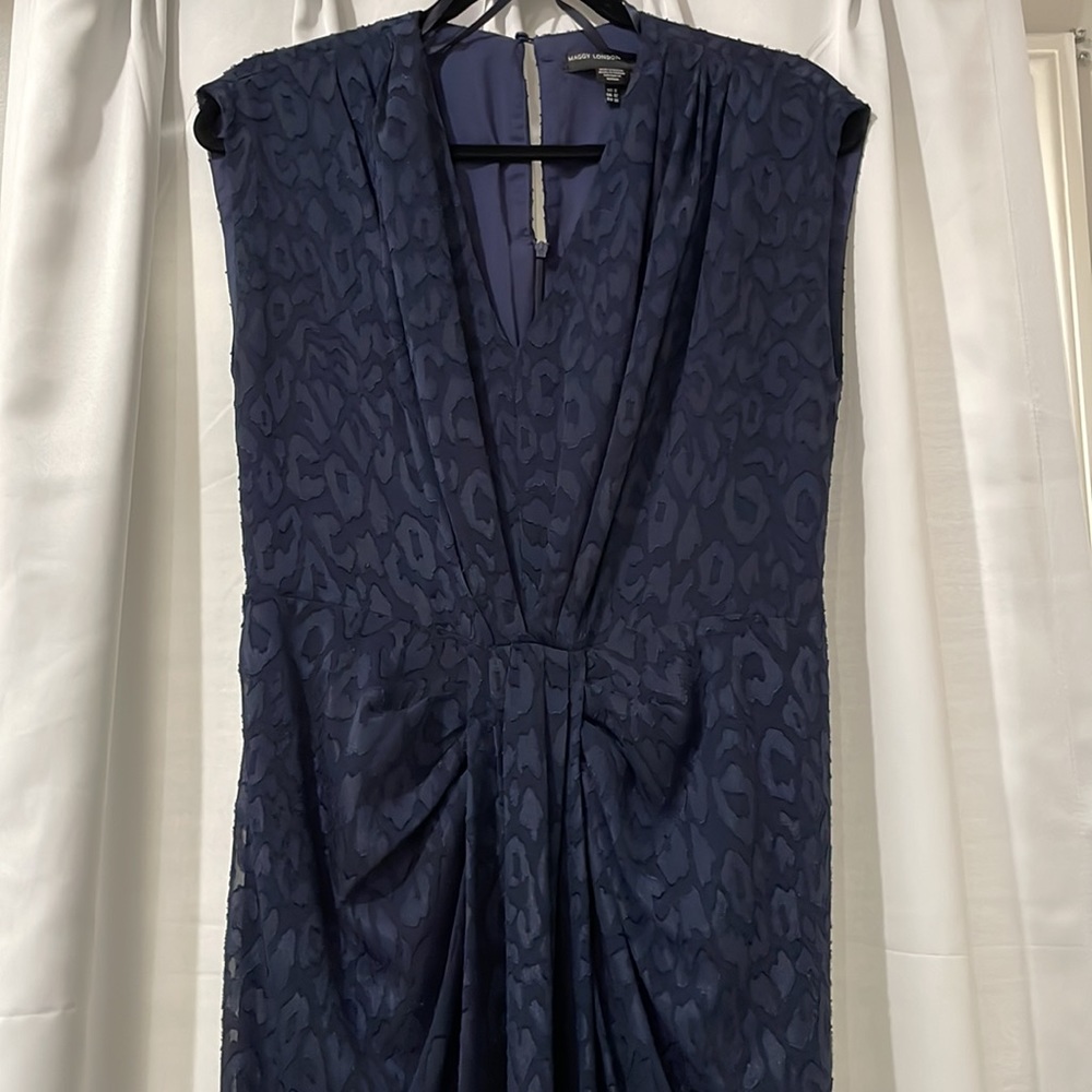 Maggy London Navy Leopard Cocktail Dress